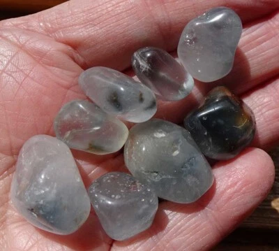 Blue Tara Quartz - 8 Small Tumbled Stones  rt750d - Image 1 of 4