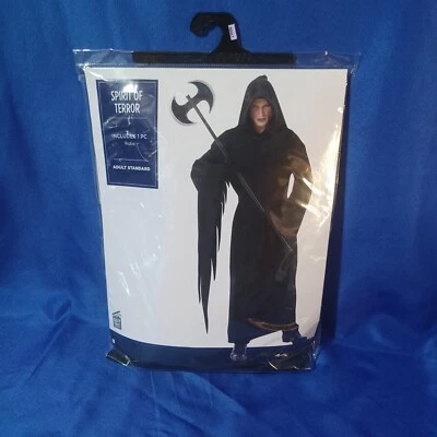 Disfraz de ESPÍRITU DE TERROR para Adultos BATA Hasta Talla 42 NUEVO 1 pieza GRIM REAPER Capucha NEGRO Foto 1 de 3
