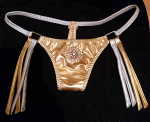 Gold/Silber Metallic Tanga, exotische Tänzerin, Stripperkleidung - Bild 1 von 3