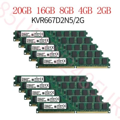 20GB 16GB 8GB 4GB 2GB PC2-5300U DDR2 KVR667D2N5/2G DIMM RAM For Kingston ZT Lot - Image 1 of 4