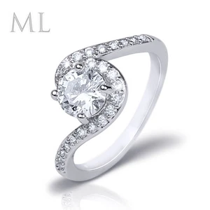 1,65 Karat CZ Ehering Verlobungsring Rundschliff Sterlingsilber Größe 5-9 - Bild 1 von 6