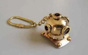 Nautical Brass Vintage Maritime Divers Helmet Key Ring Diving Helmet Key Chain - Picture 1 of 5