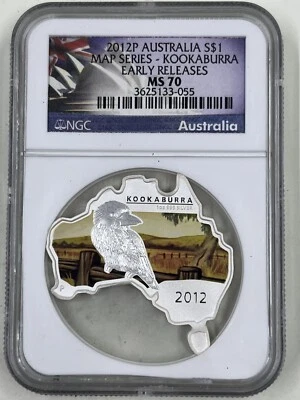 2012P Australia S$1 NGC MS70 Kookaburra Map Series - Image 1 of 4