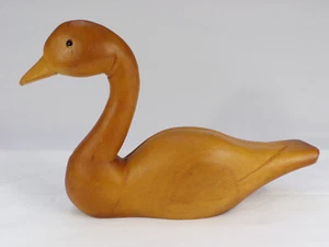 Vintage Hand Crafted Solid Wood Goose Duck Sculpture Decoy Lg 16" Glass Eye D25 - Picture 1 of 10