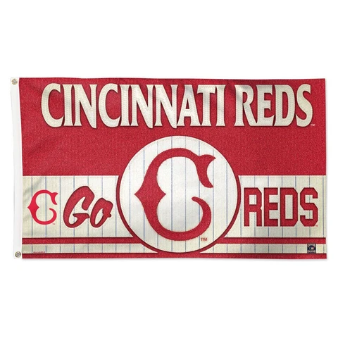 CINCINNATI REDS GO REDS COOPERSTOWN COLLECTION 3'X5' DELUXE FLAG NEW WINCRAFT Cover