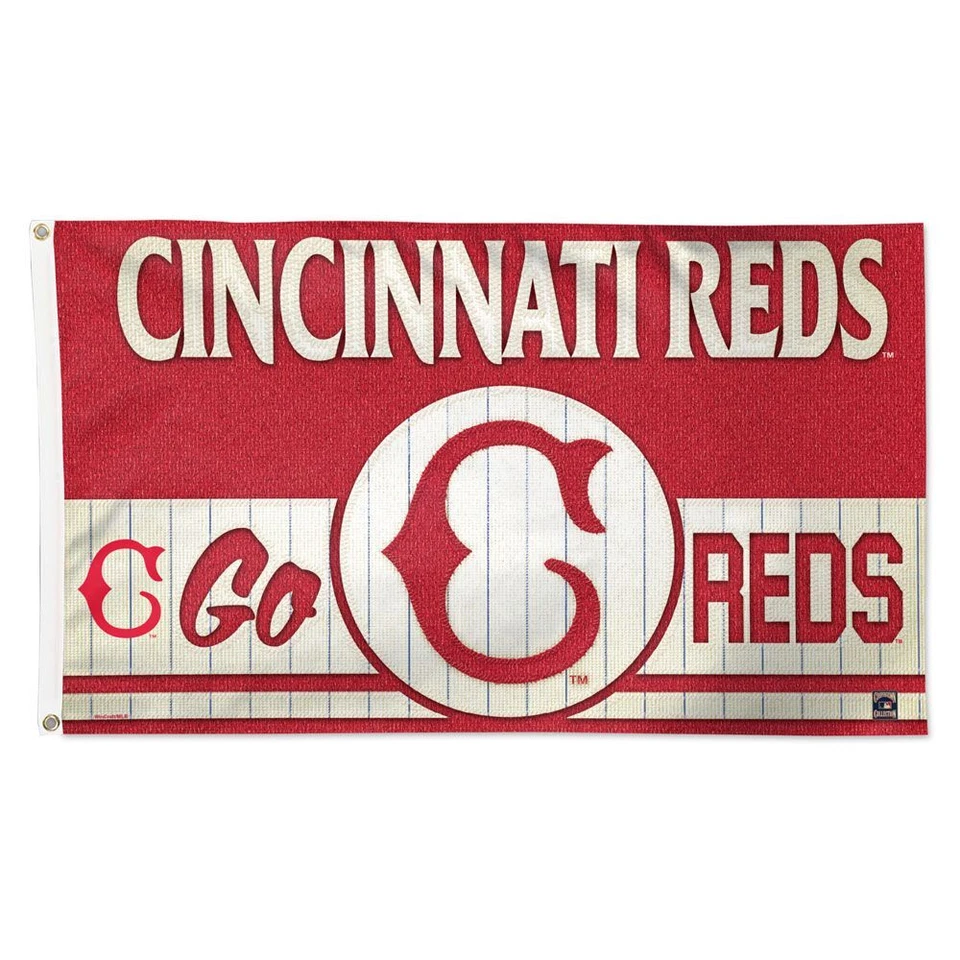 CINCINNATI REDS GO REDS COOPERSTOWN COLLECTION 3'X5' DELUXE FLAG NEW WINCRAFT - Image 1 of 1