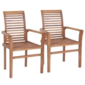 Stacking Dining Chairs 2 pcs Solid Teak - Picture 1 of 9