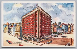 Pintura del Hotel Blackhawk, Davenport, Iowa, EE. UU., Tarjeta Postal Vintage. - Imagen 1 de 2