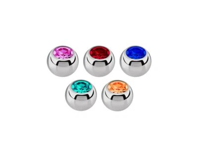 Set Piercing 5 Chiusure Di Ricambio In Cristallo Glitter Palline Acciaio 1,2x3mm - Immagine 1 di 3