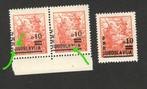 SELLOS SEPARADOS YUGOSLAVIA-MNH-MÁS ERRORES EN LA PALABRA ""YUGOSLAVIA"", EMBALAJE ORIGINAL-1949 - Imagen 1 de 2