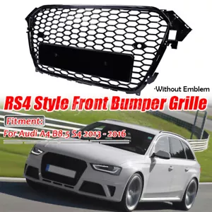 Honeycomb Mesh RS4 Style Front Bumper Grille Black For 2013-2016 Audi A4 B8.5 S4 - Foto 1 di 12