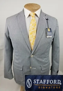 Stafford Signature Mens Sport Coat 36 X-Small Blue White Pincord Stripe Jacket  - Picture 1 of 12