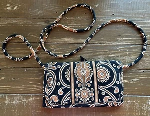 Vera Bradley Crossbody Bag Wallet w/ Shoulder Strap in Caffe Latte Brown & Black - Picture 1 of 9
