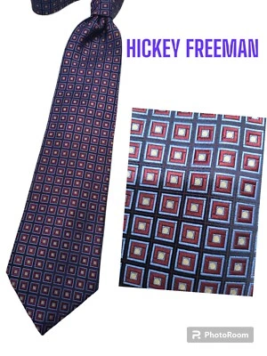CORBATA DE SEDA ANCHA CLÁSICA DE LUJO HECHA A MANO EN REINO UNIDO DE HICKEY FREEMAN, NUEVA CON ETIQUETAS $95 Foto 1 de 4