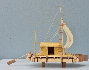 HOBBY Kon-Tiki Raft 15.8" 402mm Wood Model 1/18 Scale Ship Kit Model Ship Collec - Foto 1 di 11
