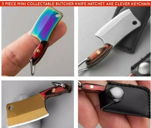 3 STÜCK MINI SAMMLERSTÜCK METZGER MESSER BEIL HACKBEIL AXT MIT SCHEIDEN - Bild 1 von 8