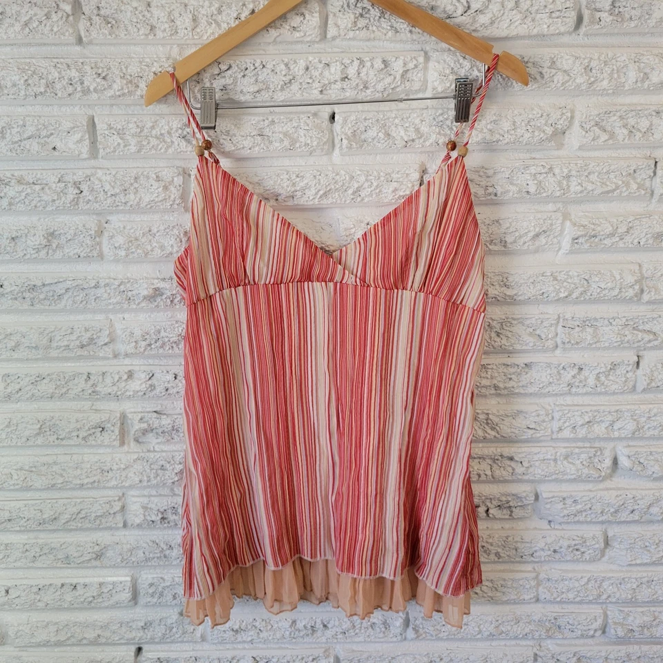 Top Jordache Mujer Junior XL Camisola Ajustable Espagueti Rojo Blanco Rayas Foto 1 de 4