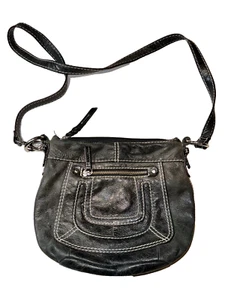 Danier Leather Light Charcoal Long Strap Shoulder Crossbody Bag Magnetic Close - Picture 1 of 13