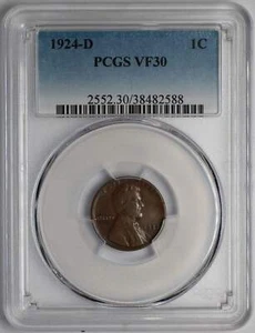 1924 D Lincoln Cent PCGS VF30 - Picture 1 of 3