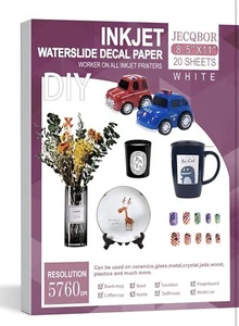 Waterslide Decal Paper Inkjet WHITE 20 Sheets 8.5x11 Water Slide Transfer Paper - Picture 1 of 6