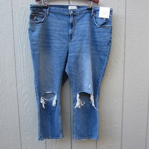 Jeans Abercrombie Fitch donna 36/22S la caviglia dritta vita ultra alta blu - Foto 1 di 22