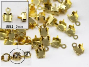 3mm SS12 Gold Rhinestone Cup Chain Ends - 20 Pieces - Picture 1 of 4