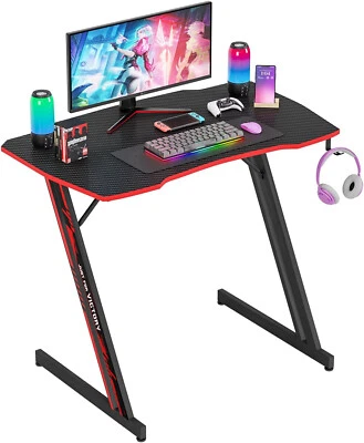 35 Inch Modern Z-Shaped Gaming Desk Computer Desk for Home Office with Headphone - Image 1 of 4