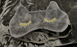 Black Cat Kitten Gold Golden Eyelash Beauty Bedtime Sleep Mask - Picture 1 of 2