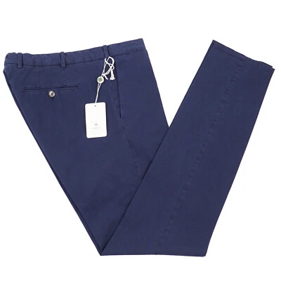 Pantalones chinos Luigi Borrelli ajustados azul marino lavado ropa algodón elástico 34 nuevos con etiquetas Foto 1 de 4