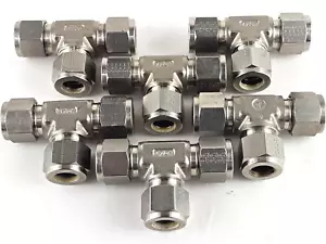 NEW Tylok SS-8-DTTT-8 Stainless Steel TEE, 1/2" x 1/2" x 1/2" CBC Tube Lot of 6 - Picture 1 of 5