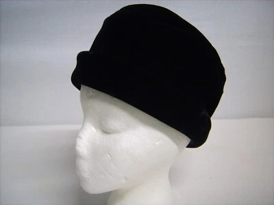 Antiguo sombrero de pana negro años 1920-40 Donnybrook Nueva York damas talla 7 Foto 1 de 4