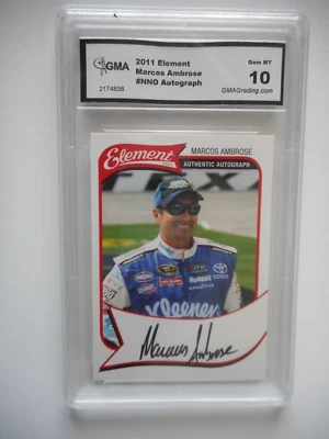 Marcos Ambrose 2011 Wheels ELEMENT Authentic Autographed Card GMA GRADED GEM 10 - Image 1 of 4