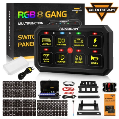 RGB 8 Gang Switch Panel Light Control & Extension Cabe For Can-Am Polaris RZR - Image 1 of 4