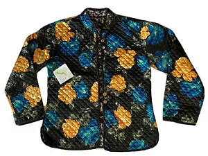 NWT Scared Threads Quilted Floral Animal Print Reversible Jacket Sz Large - Picture 1 of 12