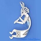 Native American God Kokopelli with Flute 3D 925 Sterling Silver Charm Pendant