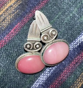 Orecchini in argento rosa 925 conchiglia corallo messicano ? Timbrato Southwestern Boho LEGGI - Foto 1 di 6
