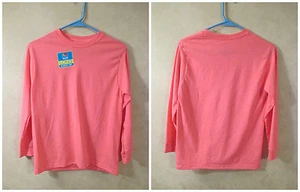 T-shirt manica lunga rosa tinta unita FRUIT OF THE LOOM taglia L 10-12 nuova senza etichette - Foto 1 di 10