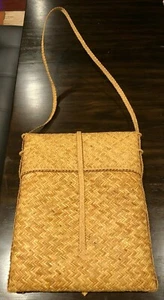 Vintage Natural Wicker or Rattan Herringbone Woven Purse #2803 - Picture 1 of 11