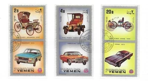 L6985 YEMEN OLD CARS FIRST CADILLAC, PEUGEOT AND FORD STAMPS  - Picture 1 of 1