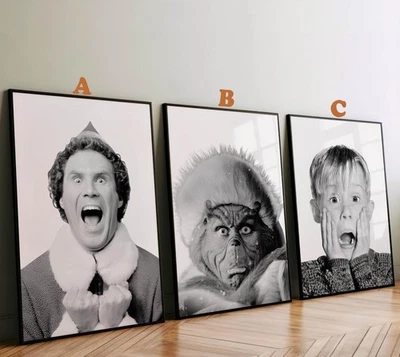 Holiday Christmas Movie Character Prints Home Alone Grinch Elf Wall Art, Noframe - Image 1 of 4