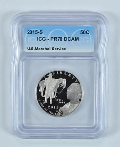 2015-S US Marshal Service Commemorative Half Dollar PR70 DCAM ICG *7281 - Picture 1 of 5