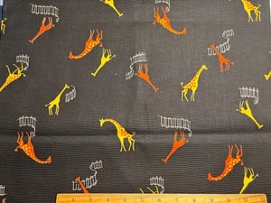 Antique Vintage Cotton Fabric 1950s CUTE Giraffes Novelty 36w 3yds - Picture 1 of 2