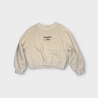 Zara Awesome Weekend In California Text Cropped Cream Sweater NWOT - Image 1 of 4