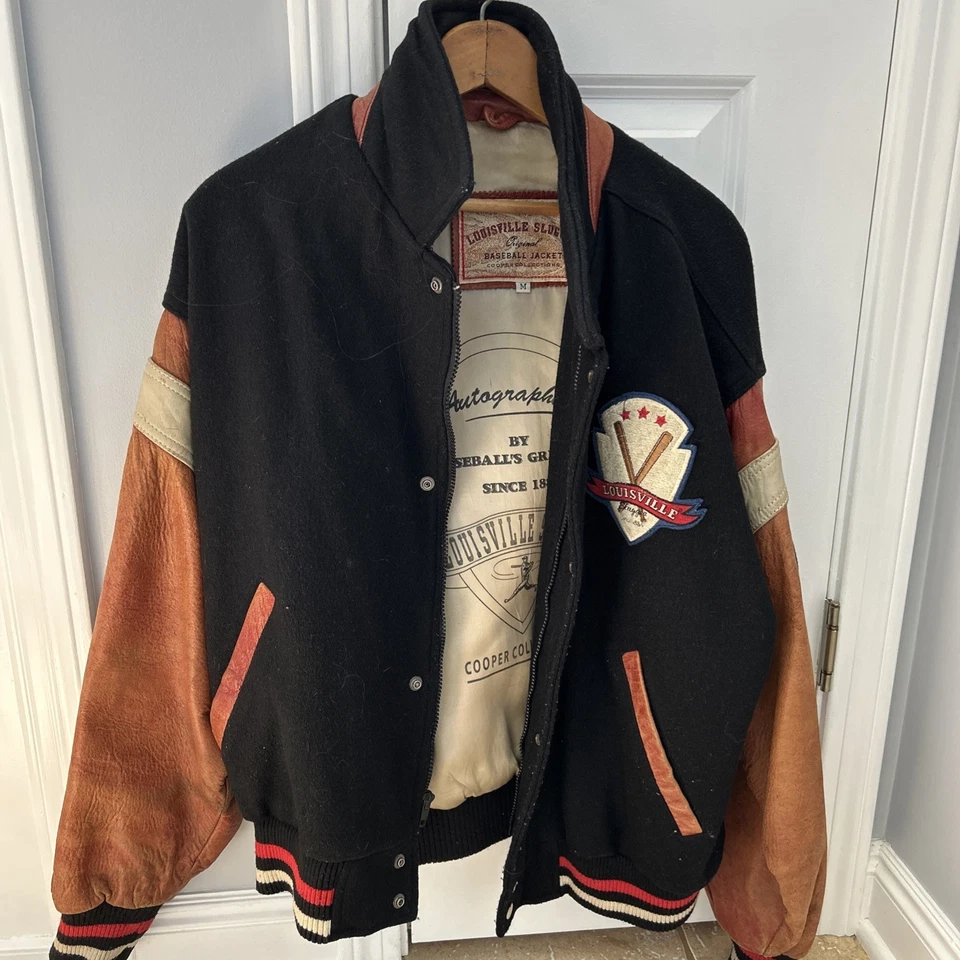 Vintage Louisville Slugger Bat Cooper Collections Varsity Jacket Sz M Leather - Image 1 of 4