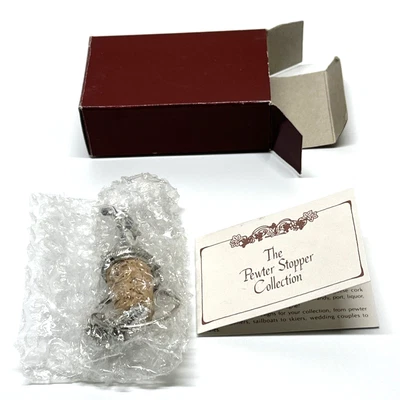 Tapón de botella de vino de corcho de golf de peltre Ganz raro con cadena y etiqueta/caja y volante Foto 1 de 4