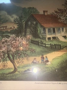 Estampado Vintage Currier and Ives AMERICAN HOMESTEAD SPRING Enmarcado 17.5x14 - Imagen 1 de 7