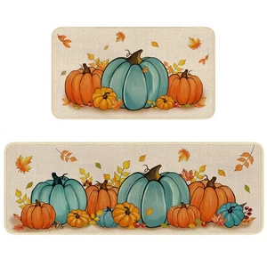 Fall Kitchen Rugs Set of 2,Thanksgiving Pumpkin Kitchen Mats for Floor,Autumn... - Bild 1 von 7
