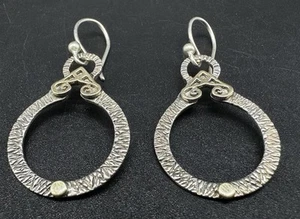 Orecchini pendenti vintage in argento sterling 925 14 carati 1" - Foto 1 di 8