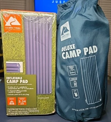 Almofada de dormir inflável Ozark Trail acampamento adulto - Azul, tamanho 78 L x 25 L x 3,5 A - Imagem 1 de 2