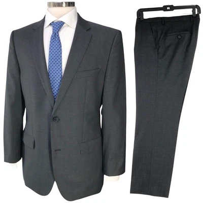 Hugo Boss Suit Mens 40R Drop 4 The Jam75/Sharp3 Gray Wool Two Piece Classic - Image 1 of 4
